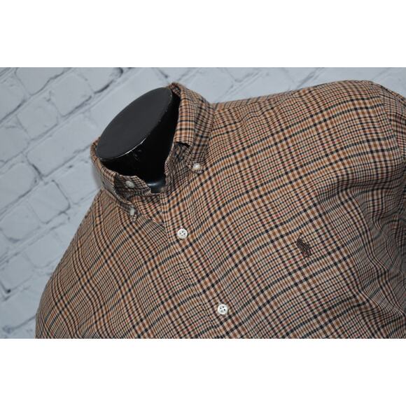 Vintage Polo Ralph Lauren Blake Shirt Mens Size Medium Button Up Brown Plaids - Picture 1 of 6